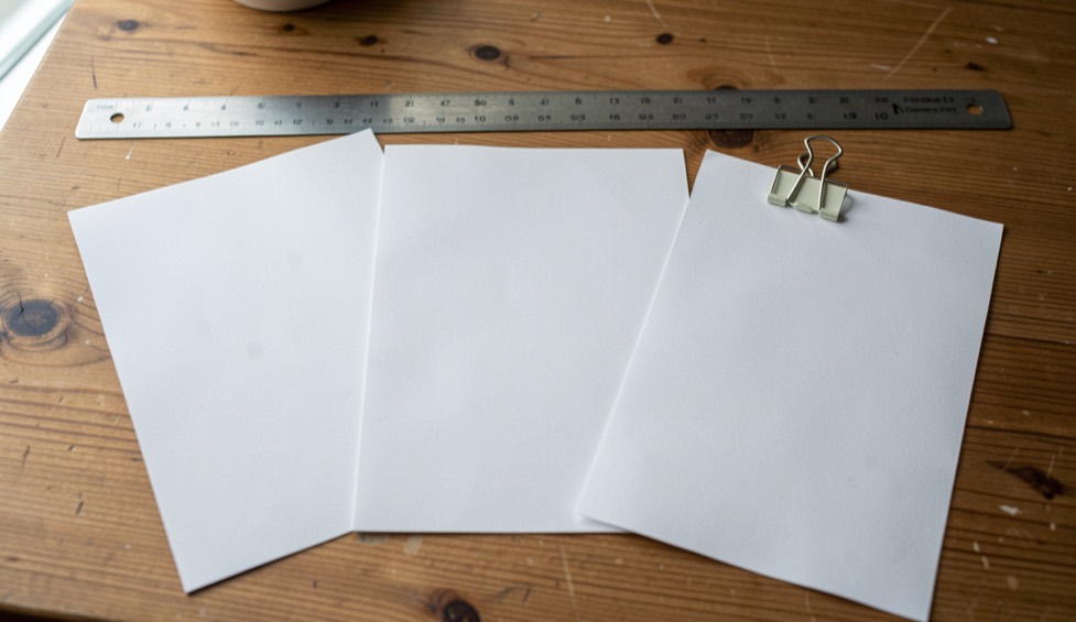 Two annotated invoice pages beside a ruler and a clipped response note