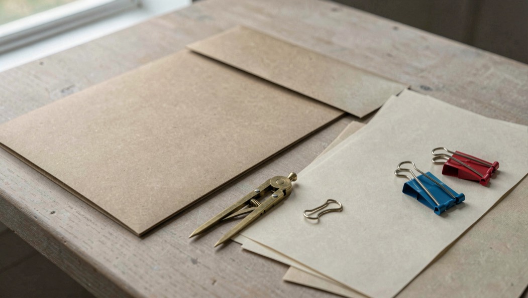 A UK source folder, a plain map and a dated payment note under soft daylight